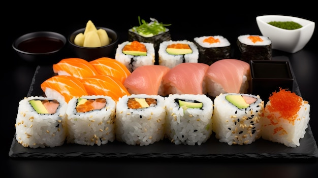 Sushi frais sur fond sombre