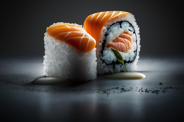 Un sushi qui est sur une table