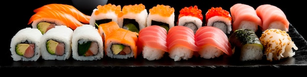 Sushi sur la table sur fond sombre AI générative