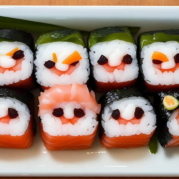 sushi avec des visages mignons