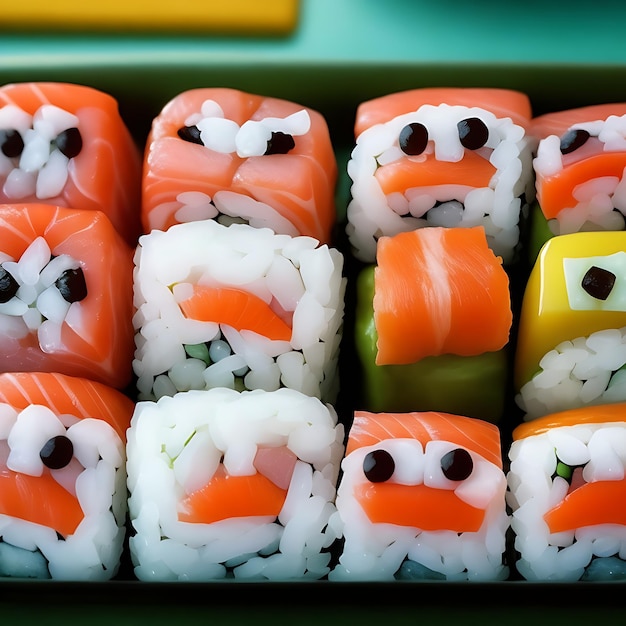sushi avec des visages mignons