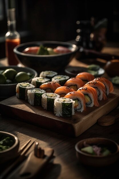 Des sushis dans l'assiette créés avec l'IA générative