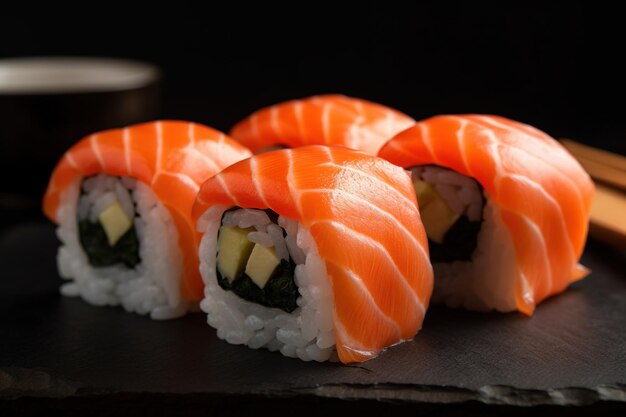 Des sushis avec du saumon.