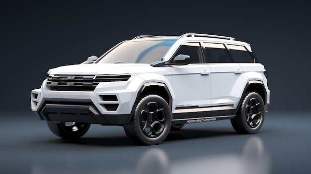 Suv 3d réaliste de vecteur blanc