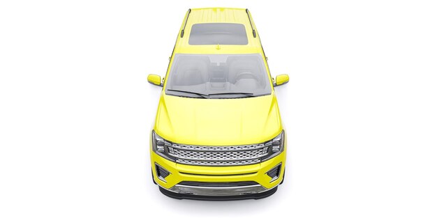 SUV familial Premium jaune isolé sur fond blanc rendu 3d