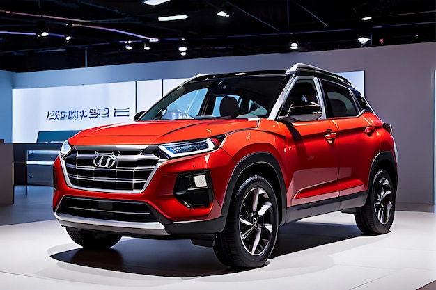 Photo un suv hyundai creta rouge sur un fond blanc