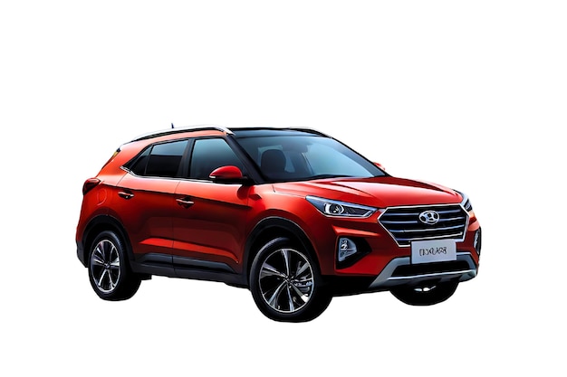 Photo un suv hyundai creta rouge sur un fond blanc