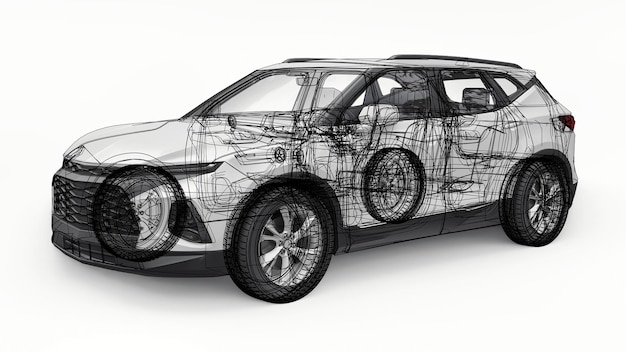 SUV ultra-moderne avec un design expressif accrocheur pour les jeunes et les familles illustration 3d.