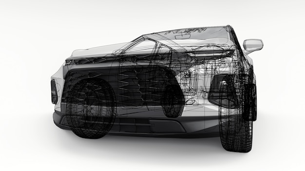 SUV ultra-moderne avec un design expressif accrocheur pour les jeunes et les familles illustration 3d.