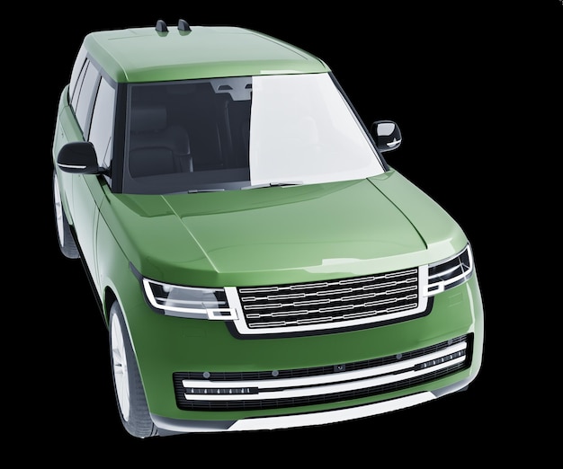 SUV vert isolé sur fond blanc modèle 3d