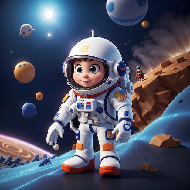 Swag Astronaute de l'espace Illustration de dessin animé d'une mascotte hors de ce monde