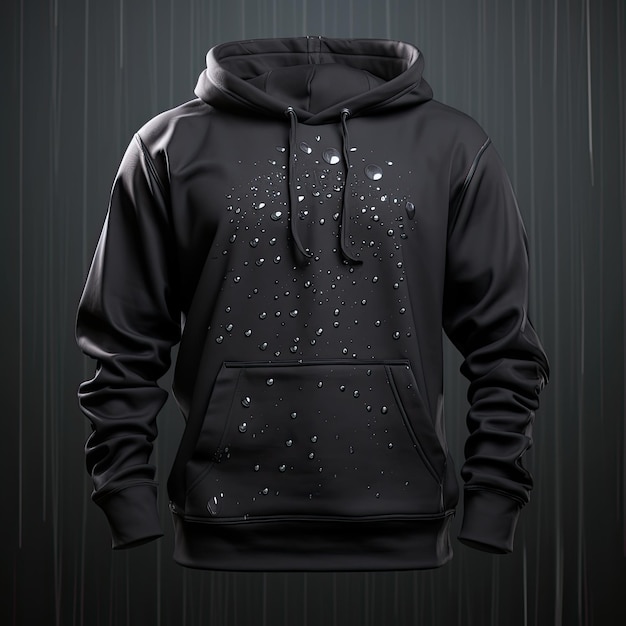 Sweat à capuche noir isolé fond noir rendu 3d