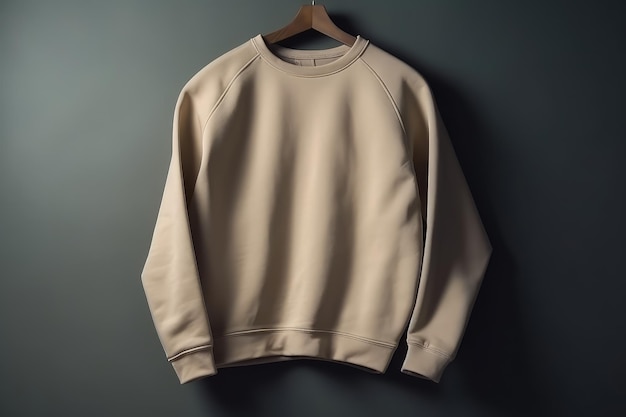 Sweat-shirt beige sur fond gris Maquette pour la publicité AI