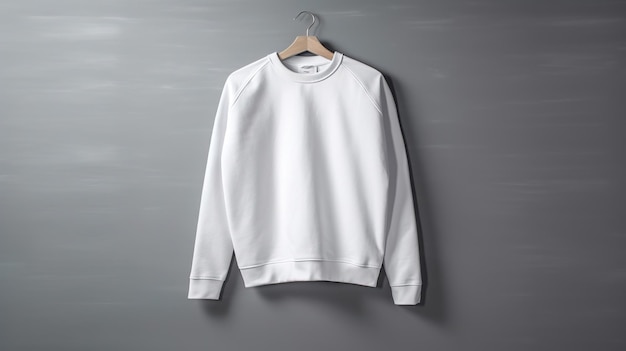 Sweat-shirt blanc sur fond gris Maquette pour la publicité Generative Ai
