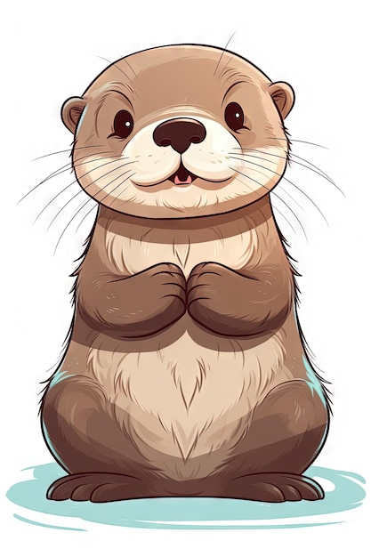 Sweet Baby Otter Illustration pour les invitations et le scrapbooking Generative AI