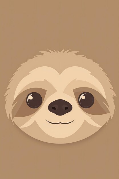 Sweet Baby Sloth Illustration sur fond marron clair