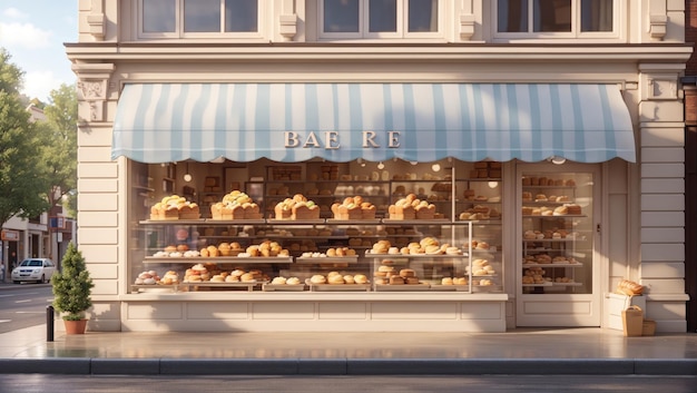 Photo sweet facade le charme irrésistible d'une boulangerie 3d