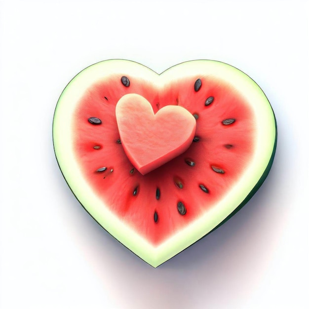 Sweet Slice Watermelon Art en forme de cœur AI générative