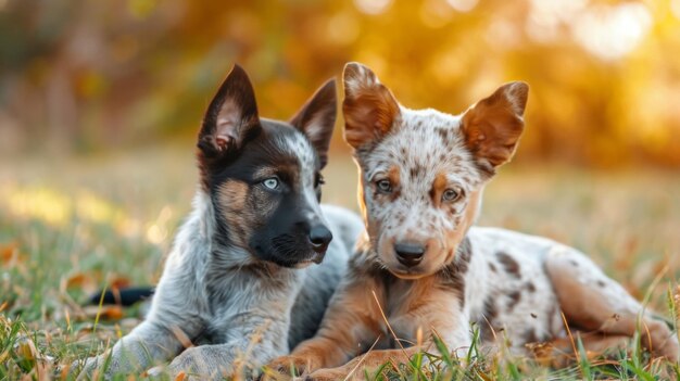 Photo a sweet summer scene adorable puppies