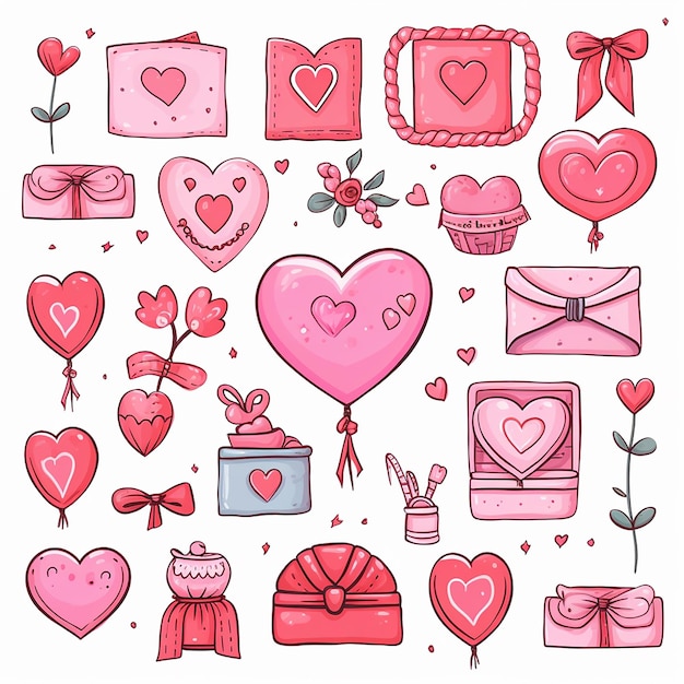 Sweethearts Box Mignon Valentine Décoration Clip Art avec des lettres