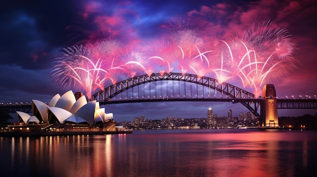 Sydney Harbour Bridge Fireworks Opera House Australie