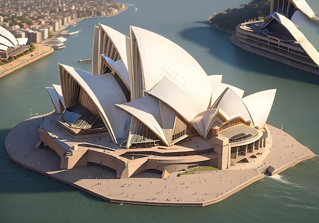 Sydney Opera House et Skyline Une vue aérienne avec la ville en arrière-plan Généré par Ai