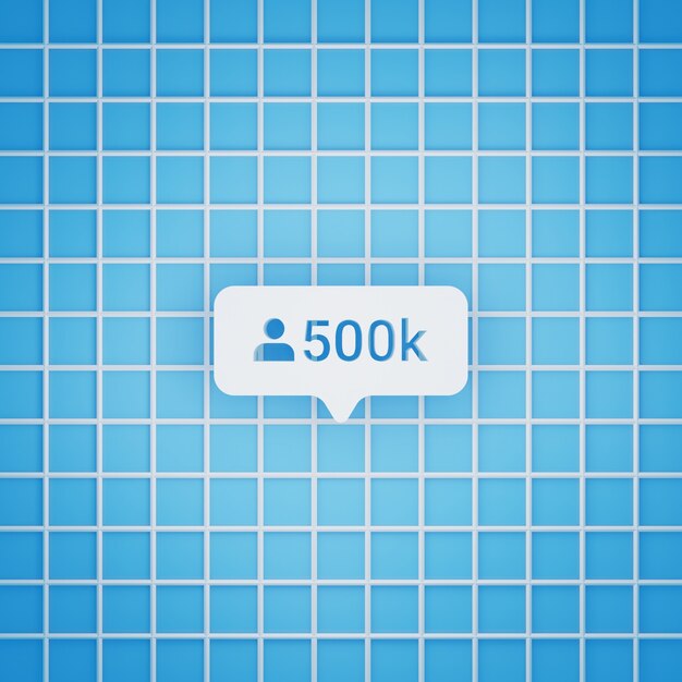 Symbole de 500000 abonnés dans le style 3D pour la publication sur les réseaux sociaux, taille carrée