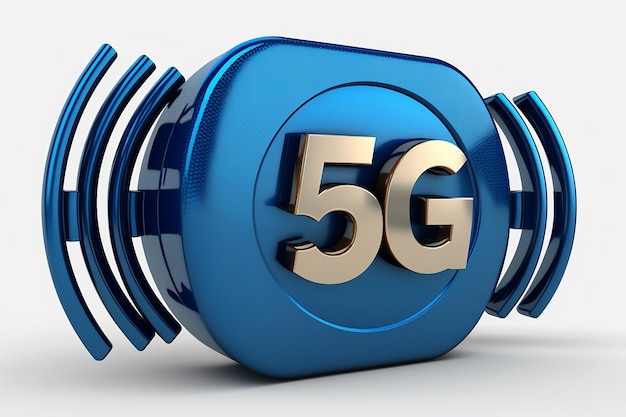 Symbole 5G Logo icône 3d Internet mobile haut débit réseaux de nouvelle génération signal wifi Concept de technologie numérique L'image est générée par l'IA