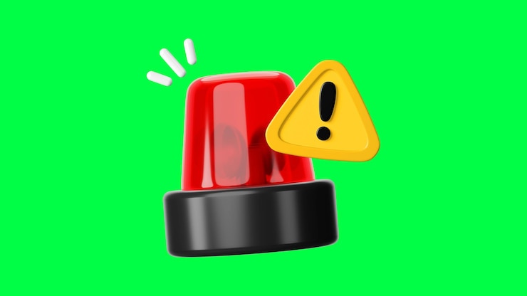 Photo symbole d'alerte sur fond d'écran vert