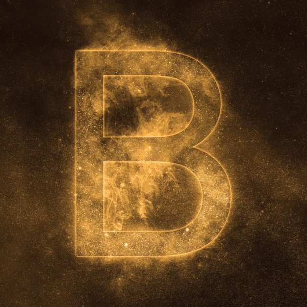 Symbole de l'alphabet lettre B. Lettre d'espace, lettre de ciel nocturne.