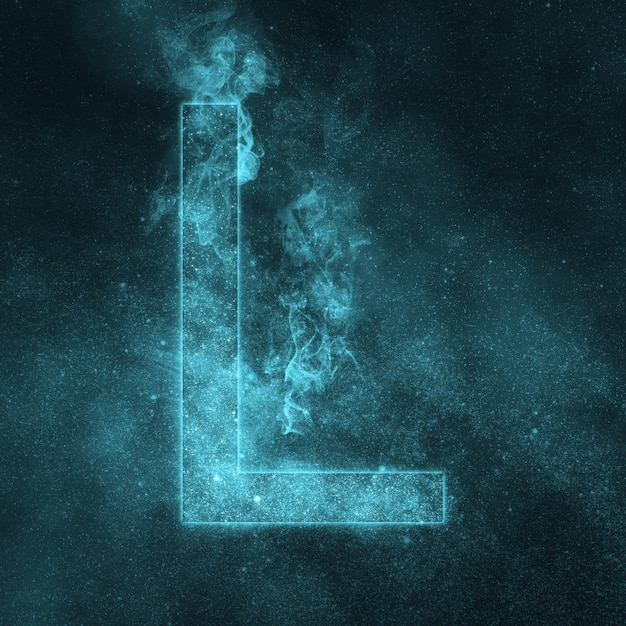 Symbole de l'alphabet lettre L. Lettre d'espace, lettre de ciel nocturne.