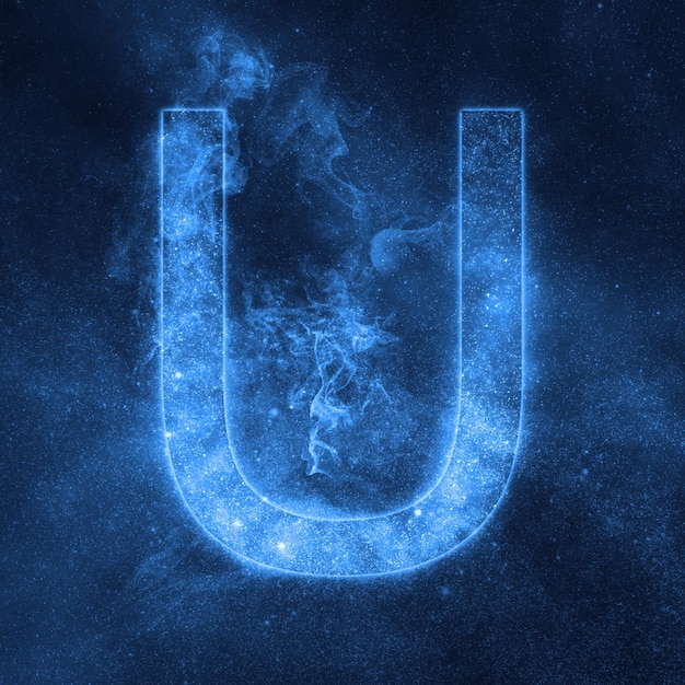 Symbole de l'alphabet lettre U. Lettre d'espace, lettre de ciel nocturne.