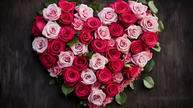 Symbole de l'amour en pleine floraison Bouquet de fleurs en forme de cœur pour l'amour Art thématique