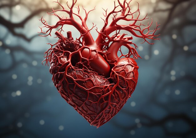 Symbole d'anatomie abstraite coeur artère veine fibre journée mondiale du coeur