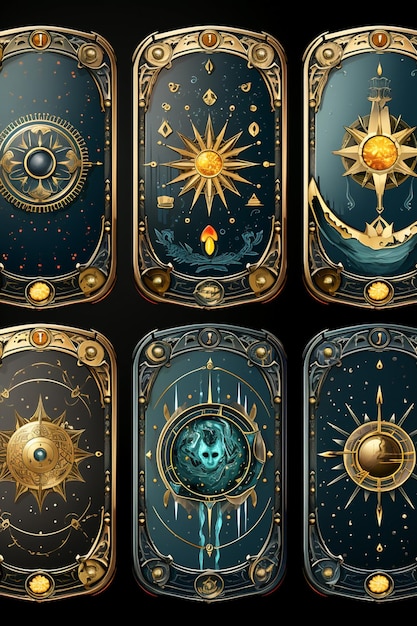 Symbole astrologique géométrique zodiaque tarot carte fond étoile lune univers astrologie Ai généré