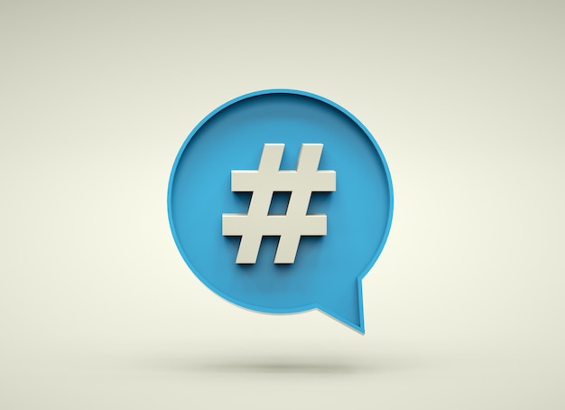 Symbole de balise de hachage avec bulle de dialogue Élément pour les réseaux de médias sociaux