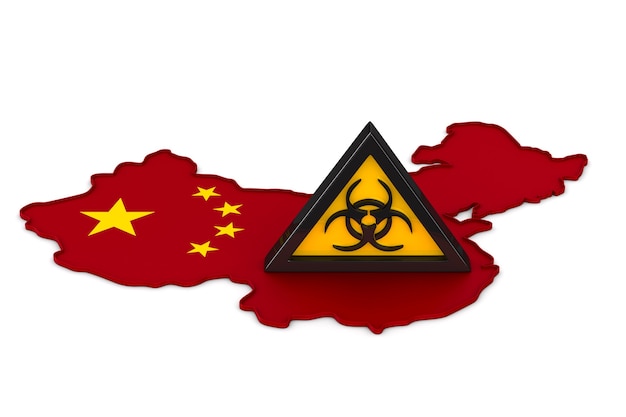 Symbole biohazard et carte Chine sur blanc