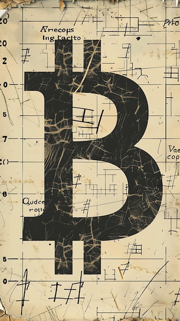 Symbole Bitcoin comme une fraction sur une équation mathématique Tex Illustration crypto-monnaie Arrière-plan