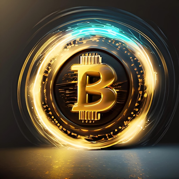Symbole de Bitcoin de pièce d'or de monnaie de crypto