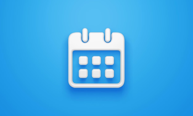 Photo symbole de calendrier minimal sur fond bleu rendu 3d