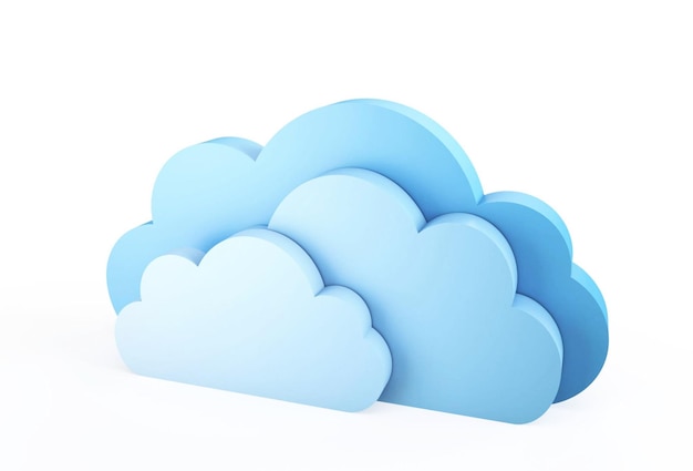 Symbole de cloud computing bleu sur fond blanc rendu en 3D