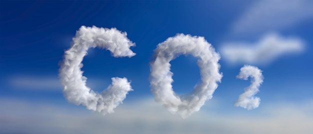 Symbole de CO2 nuage sur fond de ciel bleu planète pollution smog concept 3d illustration