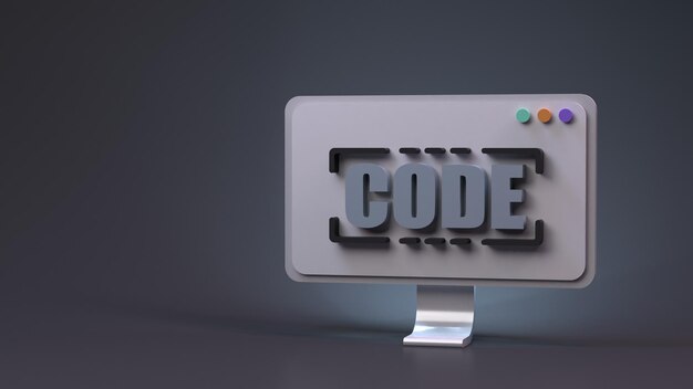 Symbole de code sur ordinateur Concept de programmation rendu 3d