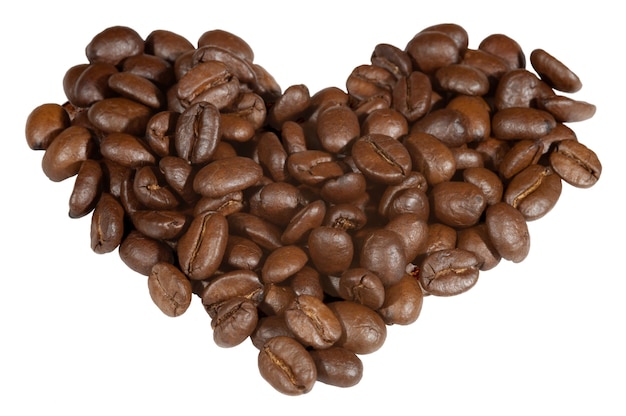 Symbole de coeur fait de grains de café