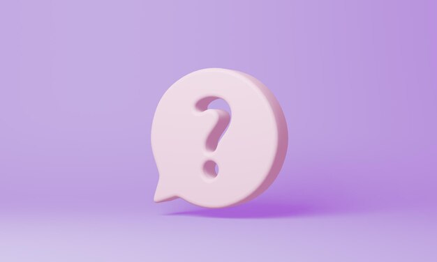 Symbole de conversation de quête minimale sur fond violet rendu 3d