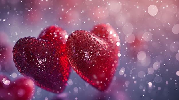 Symbole de couple de cœur rouge Jour de la Saint-Valentin Glitter Arrière-plan de luxe