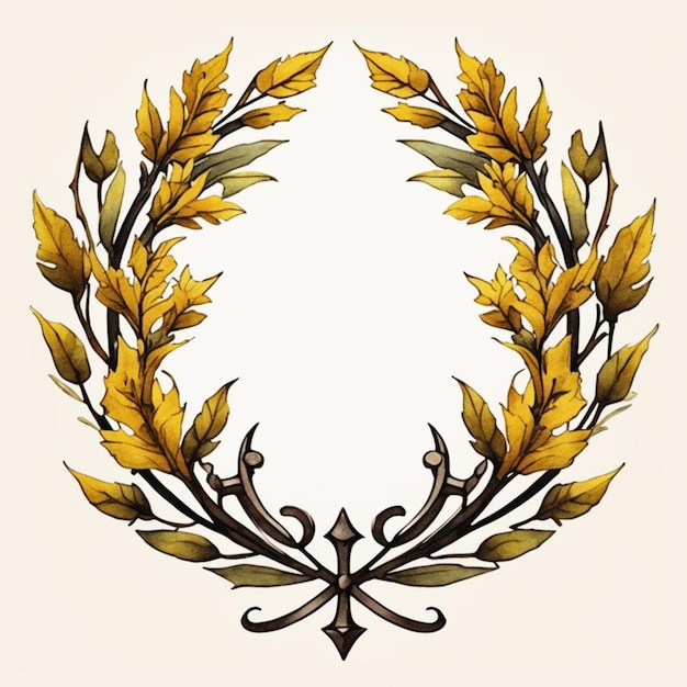 Symbole d'une couronne jaune Logo graphique stylisé simple Conception grecque antique médiévale