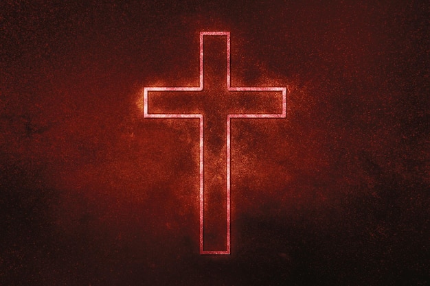 Symbole de la croix chrétienne, croix de la religion, symbole rouge