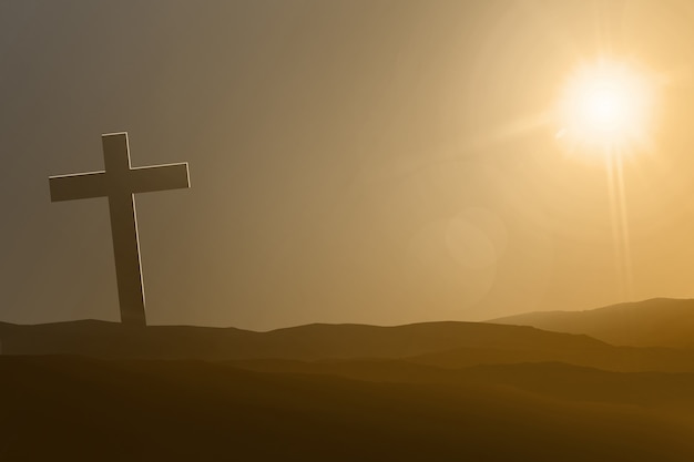 Symbole de croix sur les dunes de sable