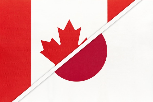 Symbole du Canada et du Japon du pays Drapeaux nationaux canadiens contre japonais